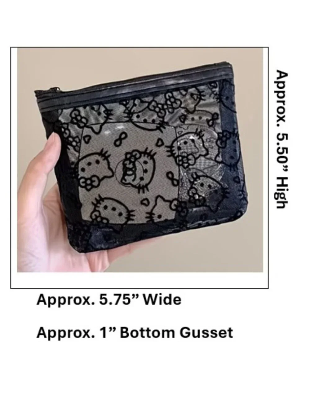 HELLO KITTY Black‎ Mesh Cosmetic Bag (BRAND-NEW & SUPER CUTE!)